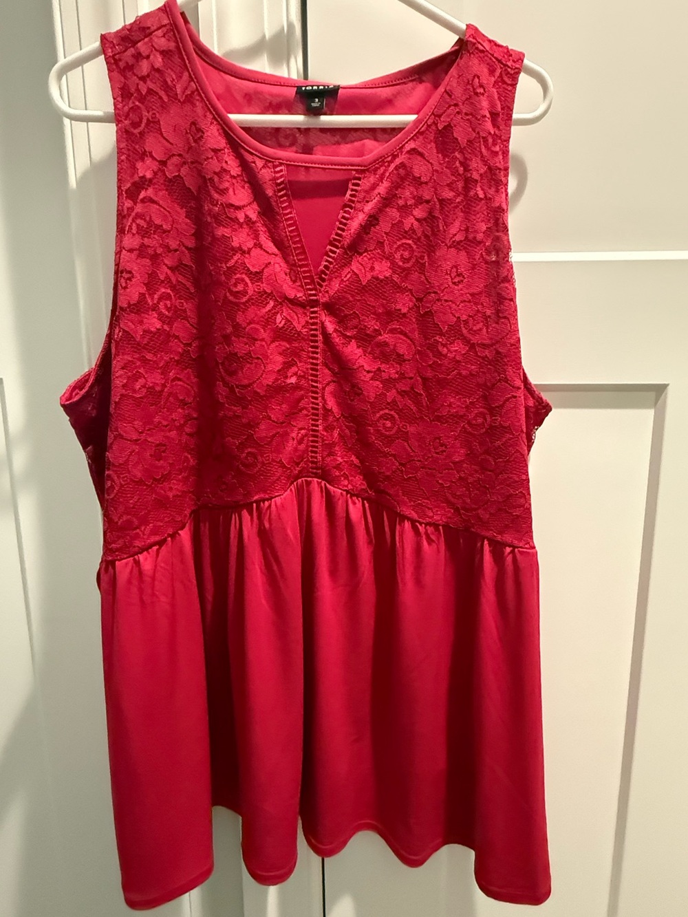 Torrid Studio Knit Crew Neck Keyhole Lace Babydoll Tank Size 3X NWT